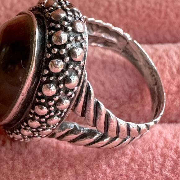 Vintage Tigers Eye Sterling Silver 925 Statement Ring Rope Details Boho Bohemian - Picture 8 of 17